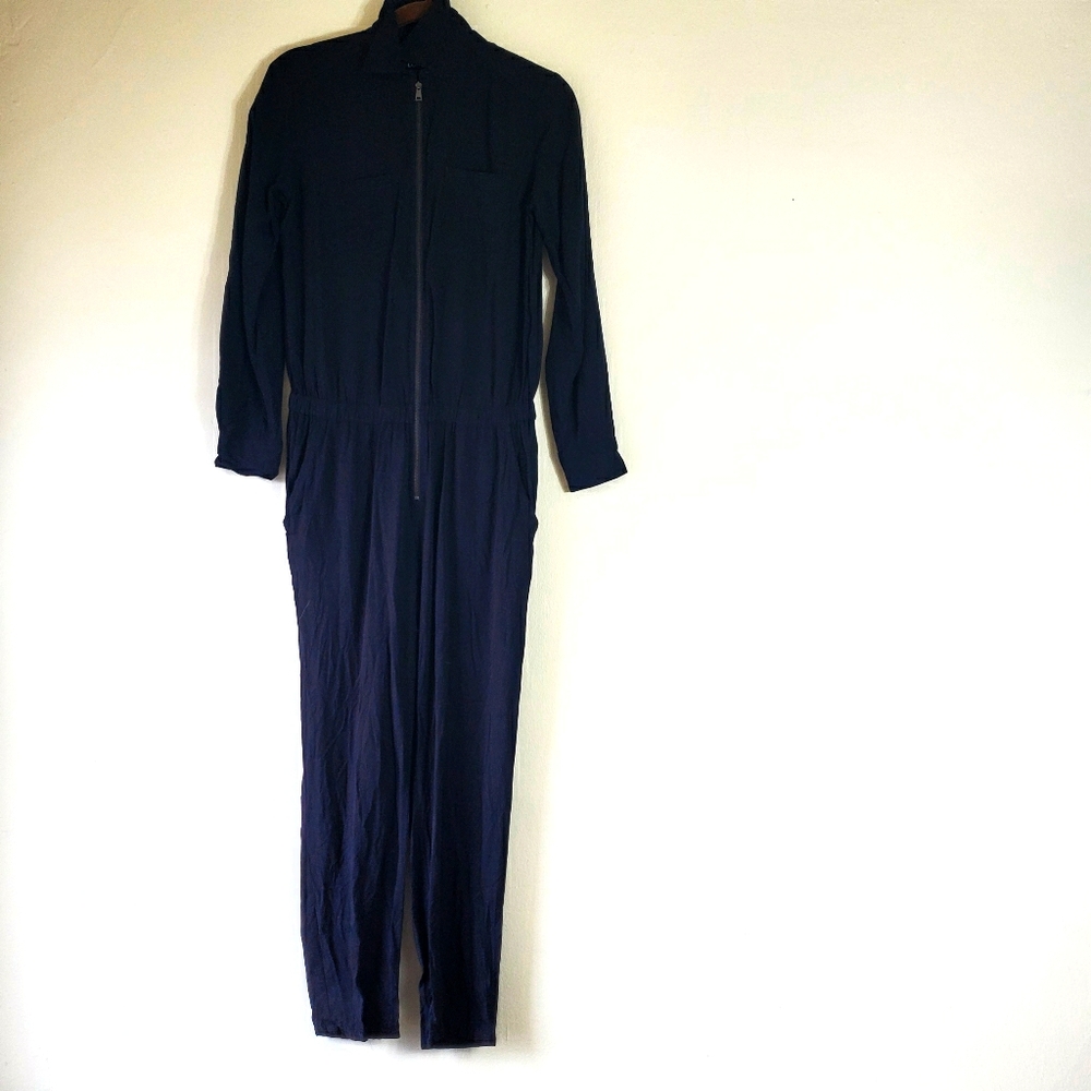 Loft Zip Up Long Sleeve Jumpsuit